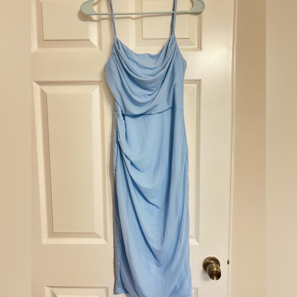 XinFSh Women's Party blue Bodycon Dress, Spaghetti Strap, Elegant Midi Dress - Picture 2 of 5